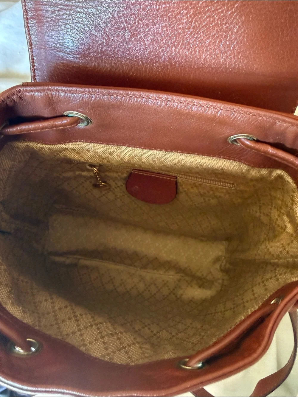GUCCI leather backpack with gold and bamboo handle